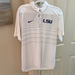 Nike Dri-Fit White and Gray Men's LSU Polo Shirt